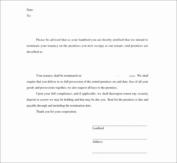 Landlord Lease Termination Letter Beautiful Sample Termination Letters 9 Landlord Lease Termination
