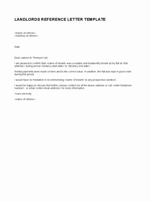 Landlord Letter Of Recommendation Best Of Landlord Reference Letter