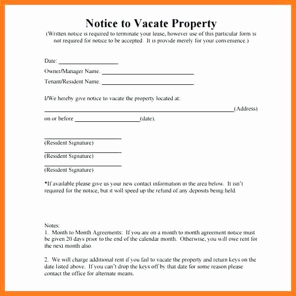 Landlord Letter to Vacate Awesome Vorth