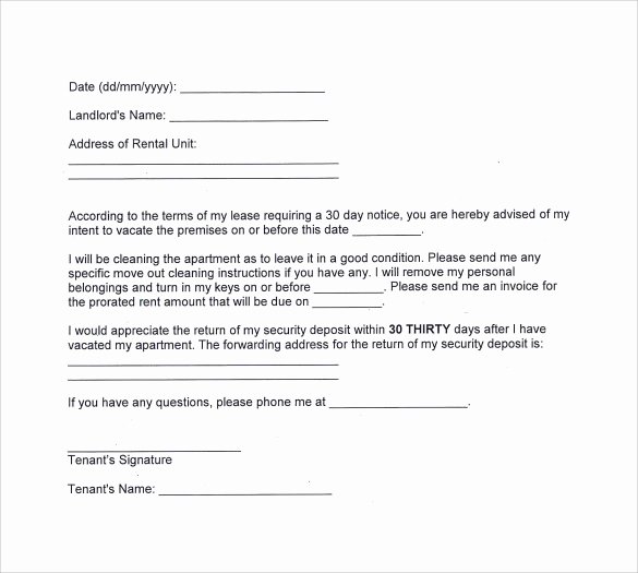 Landlord Letter to Vacate Unique Intent to Vacate Letter 6 Samples Examples &amp; formats