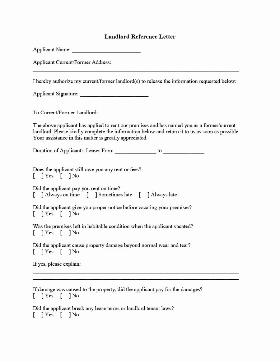 Landlord Reference Letter Best Of 40 Landlord Reference Letters &amp; form Samples Template Lab