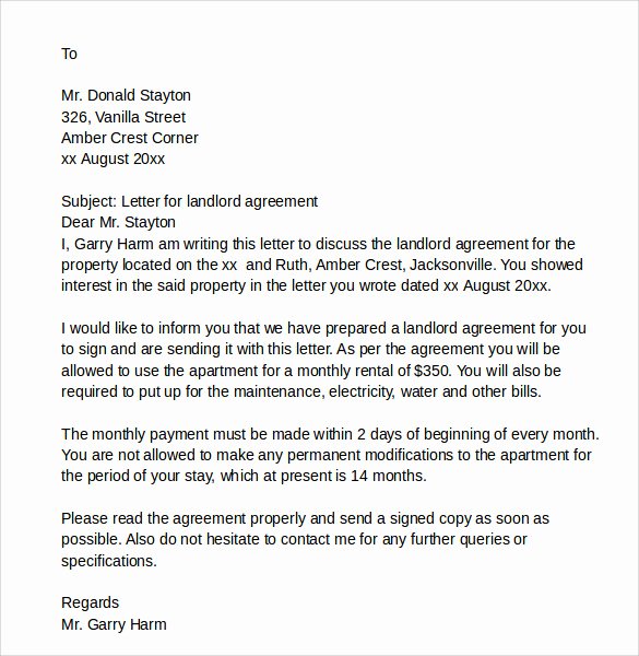 30 Landlord To Tenant Sample Letters Example Document Template