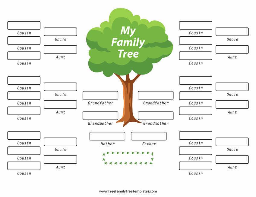 Large Family Tree Template Luxury Family Tree with Aunts Uncles and Cousins Template – Free