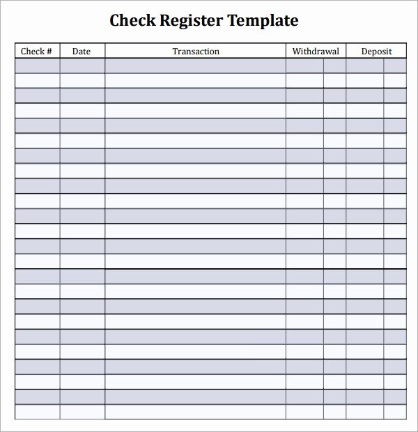 Large Print Check Register Printable Luxury Free 9 Sample Check Register Templates In Pdf