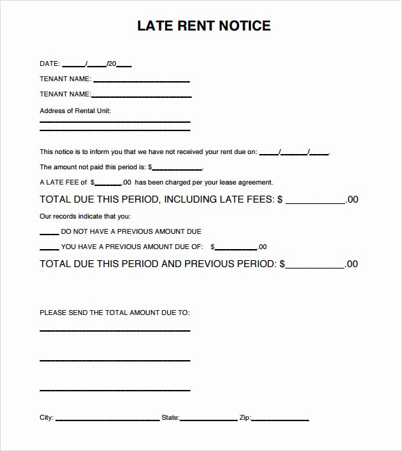 Late Notice for Rent Letter Elegant Late Rent Notice Template 8 Download Free Documents In Pdf