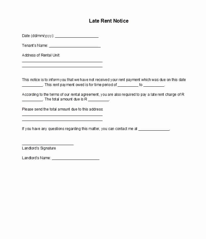 Late Notice for Rent Letter Luxury 34 Printable Late Rent Notice Templates Template Lab