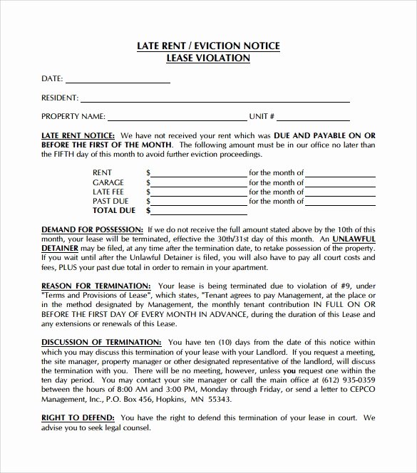 Late Notice for Rent Luxury 9 Late Rental Notice Templates Pdf Google Docs Ms