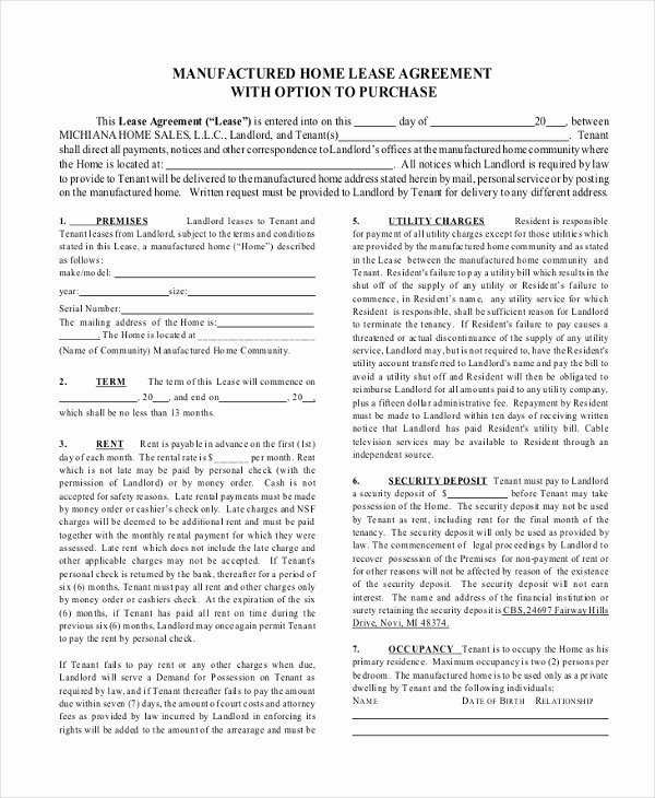 Lease Purchase Agreement Awesome Free 5 Sample Lease Purchase Agreement forms In Pdf