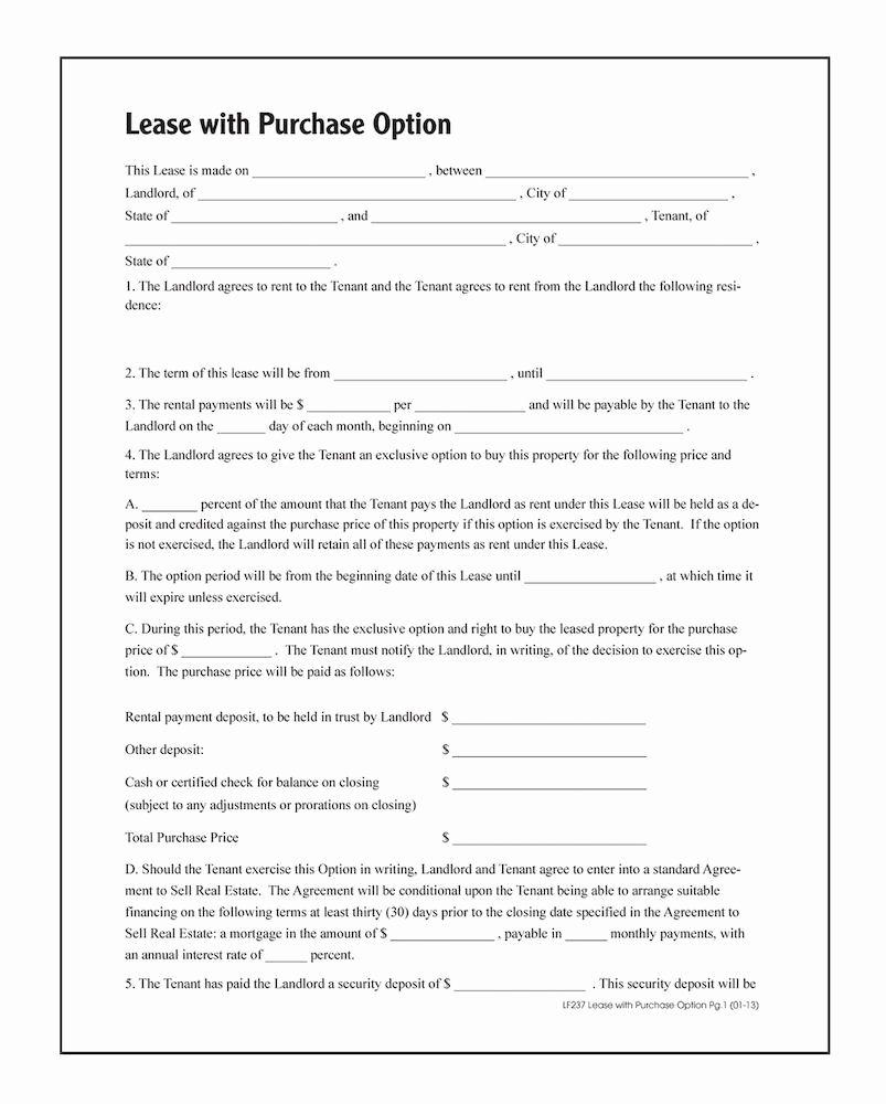 Lease Purchase Agreement Beautiful Lease with Purchase Option forms and Instructions