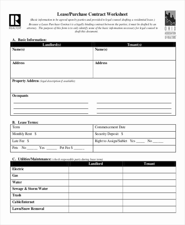 Lease Purchase Agreement Elegant Lease Contract form 9 Free Word Pdf Documents Download