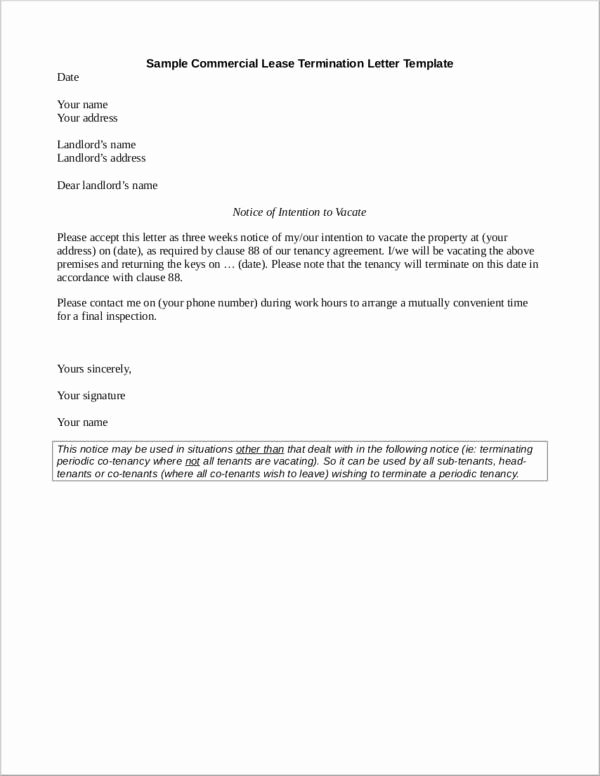 Lease Termination Notice to Tenant Awesome What to Include In A Mercial Lease Termination Letter