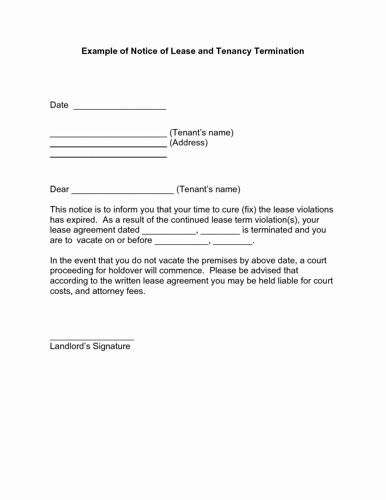 Lease Termination Notice to Tenant Best Of 6 Example Of Lease Termination Letter