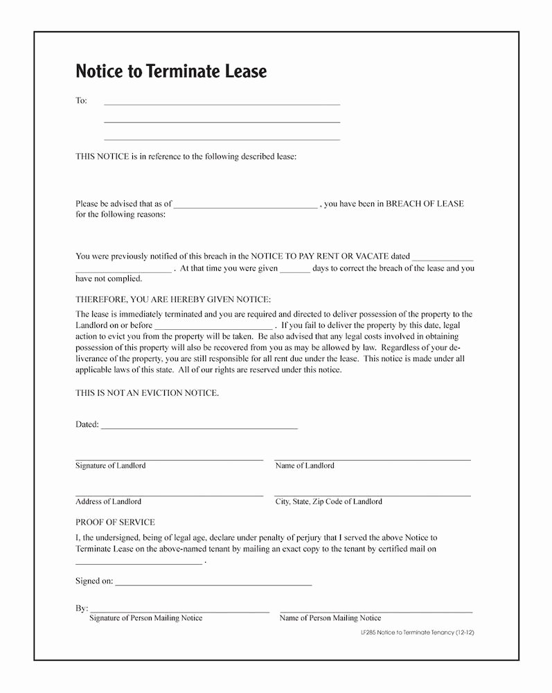 Lease Termination Notice to Tenant Inspirational Adams Notice to Terminate Tenancy forms and Instructions