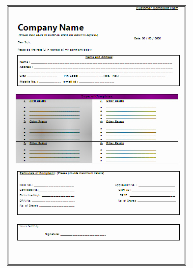 Legal Complaint Template Word Inspirational Consumer Plaint form My Board