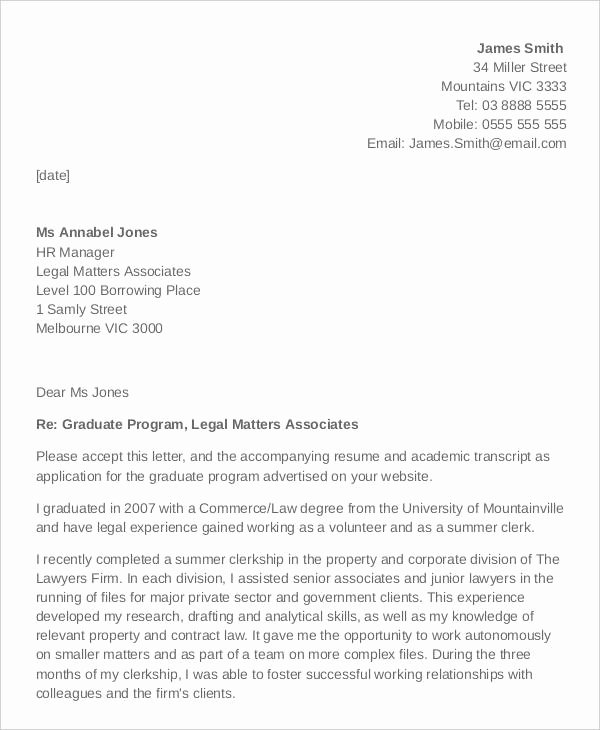 Legal Letter format Template Elegant 7 Legal Cover Letters Free Sample Example format