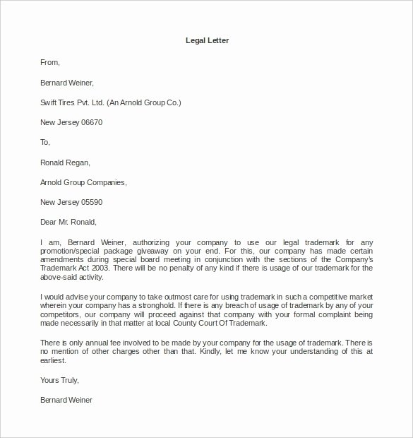 Legal Letter format Template Luxury formal Legal Letter Template