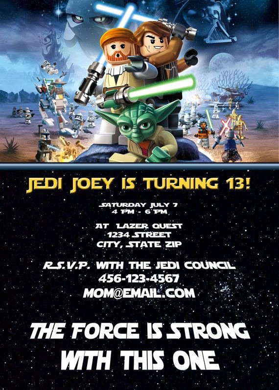 Lego Star Wars Birthday Invitations Fresh Lego Star Wars Han solo Obi Wan Jedi Master Yoda