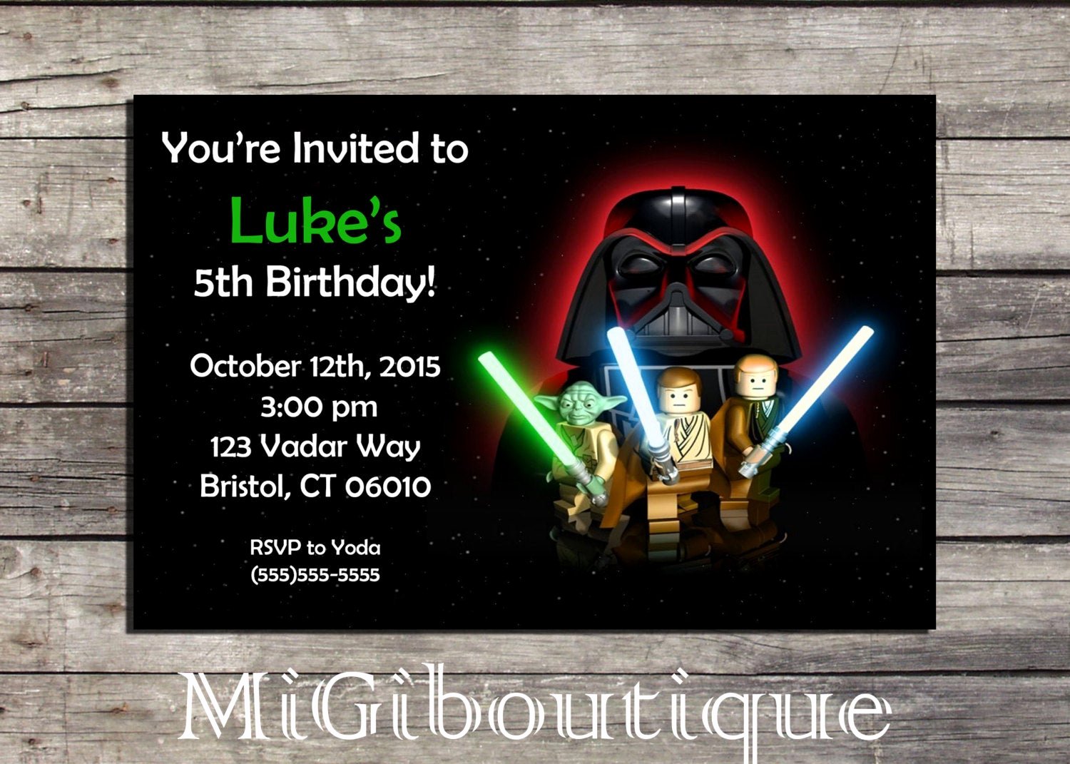 Lego Star Wars Invitations Beautiful Lego Star Wars Personalized Birthday Invitation Includes White