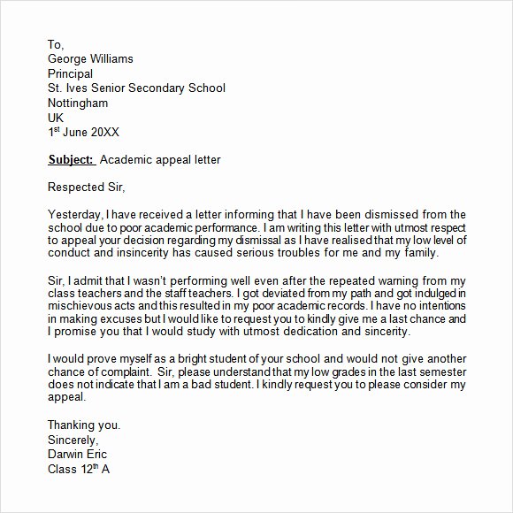 Letter Of Appeal Sample New Free 11 Appeal Letters In Free Samples Examples format