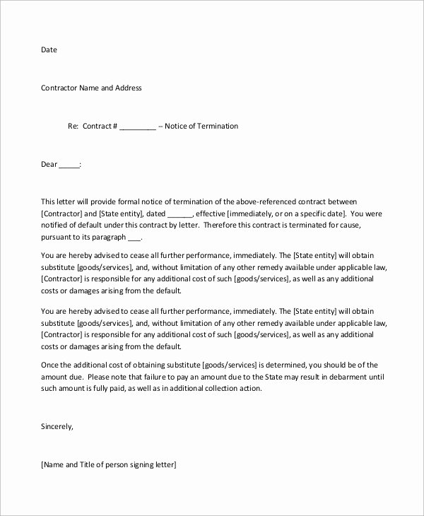 Letter Of Contract Termination Beautiful Sample Of Termination Letter 9 Examples In Word Pdf