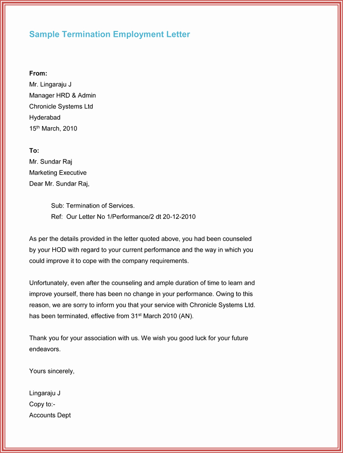 Letter Of Contract Termination Fresh 7 Employment Termination Letter Samples to Write A