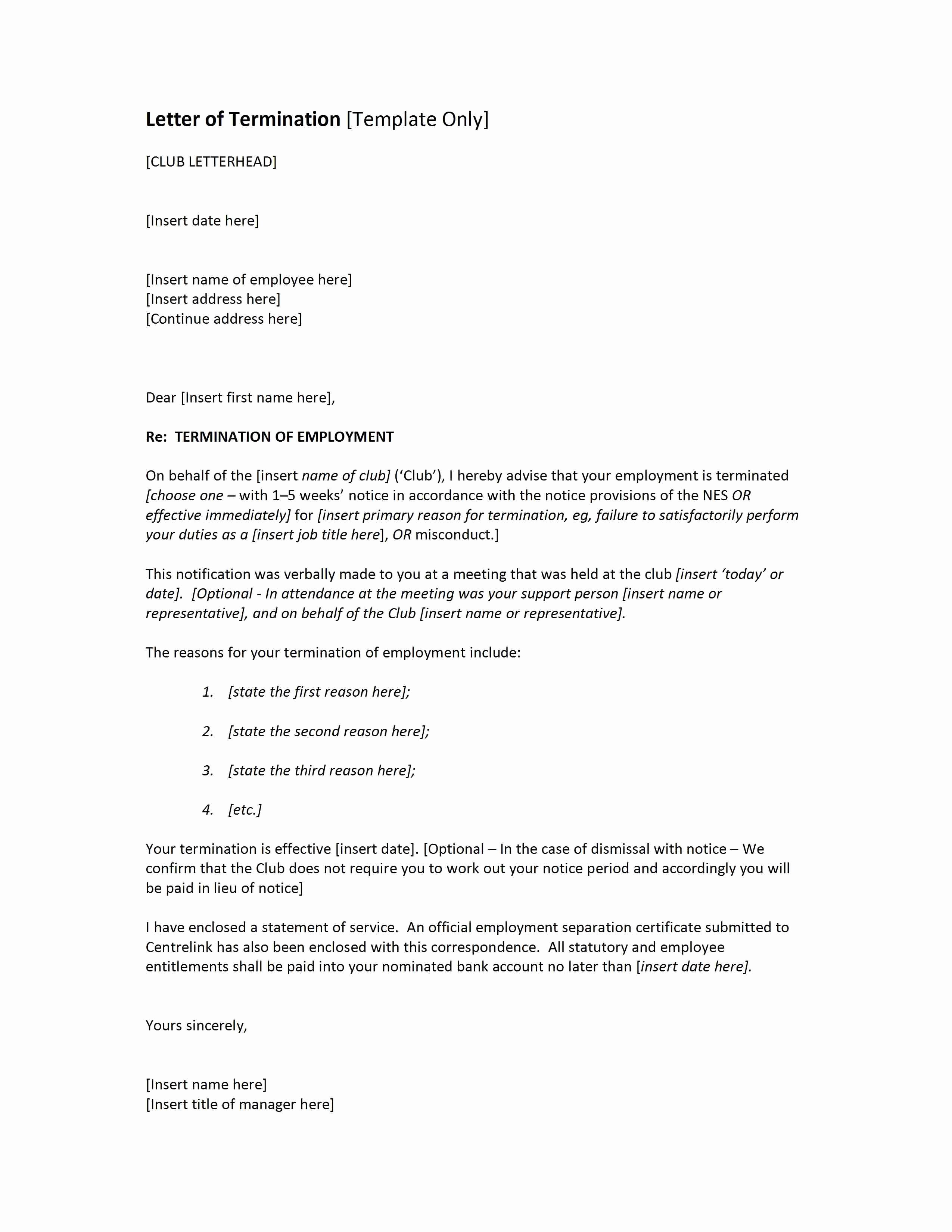 Letter Of Contract Termination Fresh Contract Termination Letter