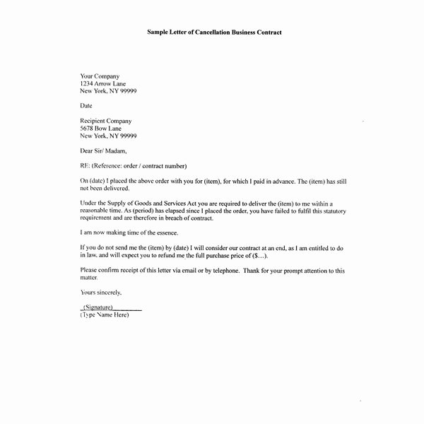 Letter Of Contract Termination New How to Write A Sample Letter Of Cancellation Business Contract