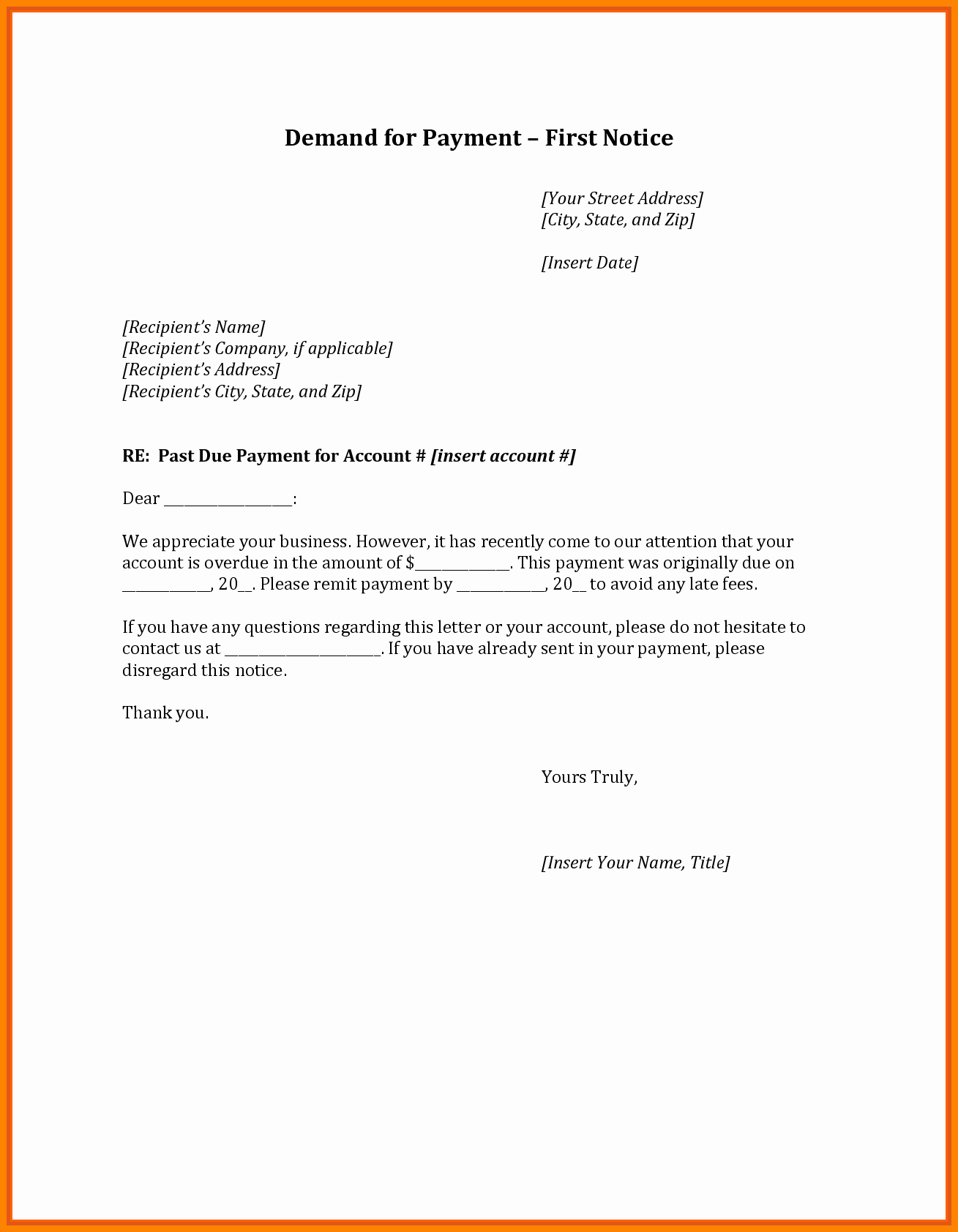 Letter Of Demand Template Beautiful Demand for Payment Letter