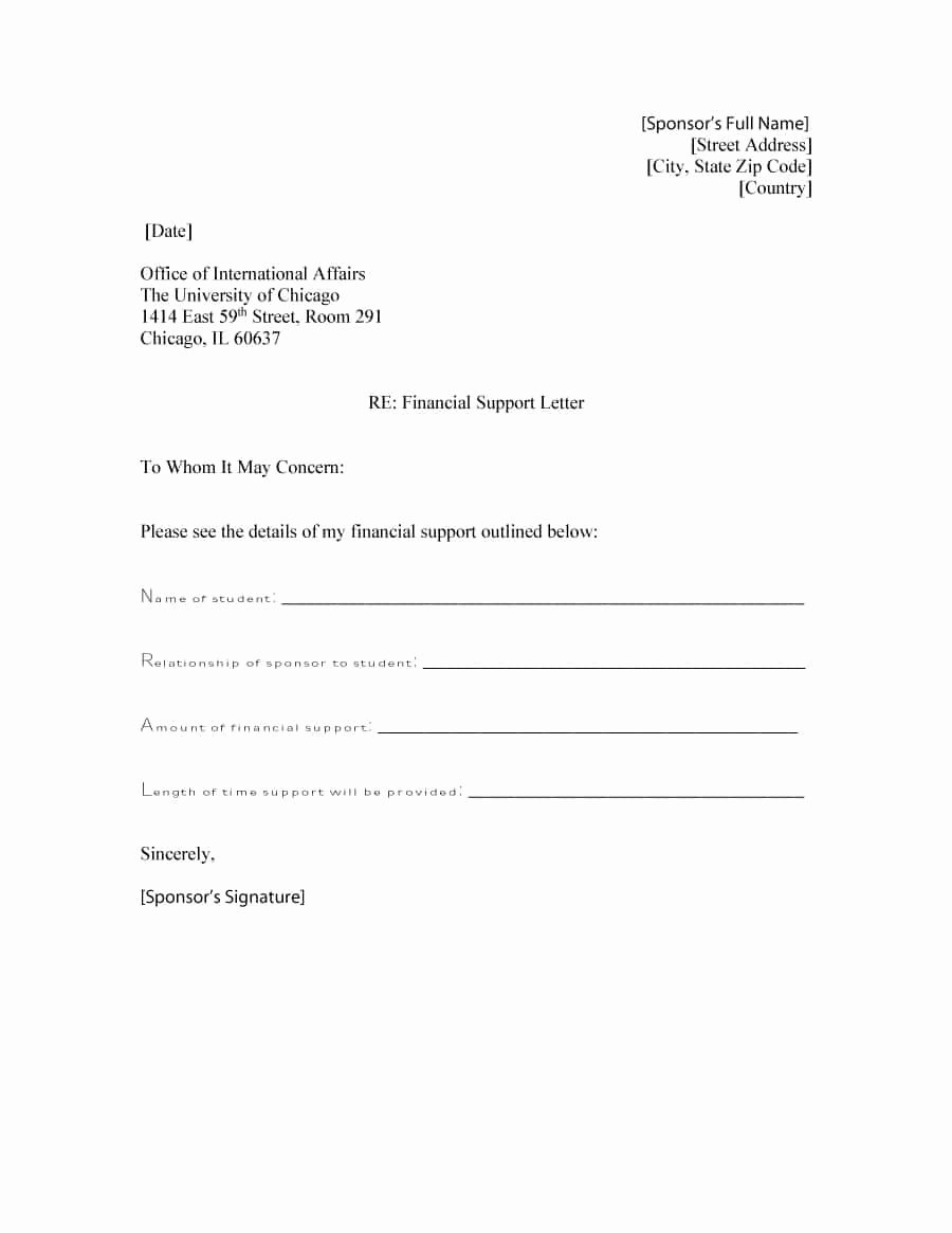 Letter Of Financial Support Template Awesome 40 Proven Letter Of Support Templates [financial for