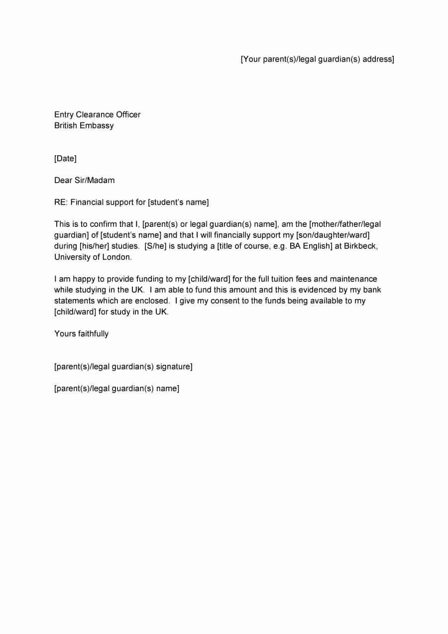 Letter Of Financial Support Template Beautiful 40 Proven Letter Of Support Templates [financial for