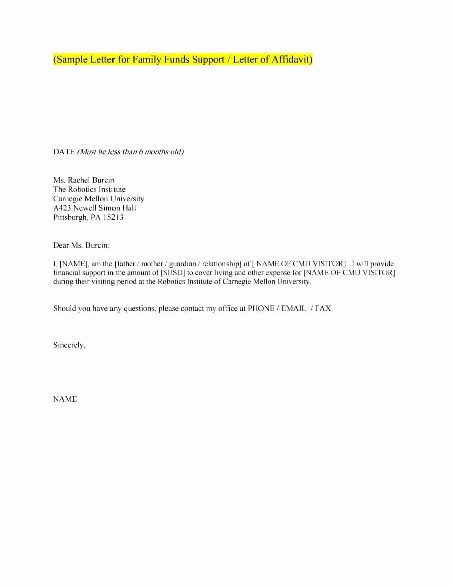 Letter Of Financial Support Template Elegant 40 Proven Letter Of Support Templates [financial for