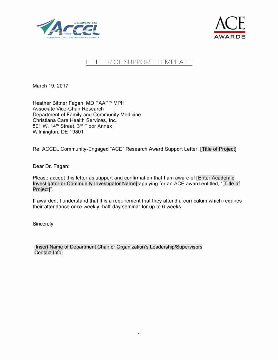 Letter Of Financial Support Template Inspirational 40 Proven Letter Of Support Templates [financial for