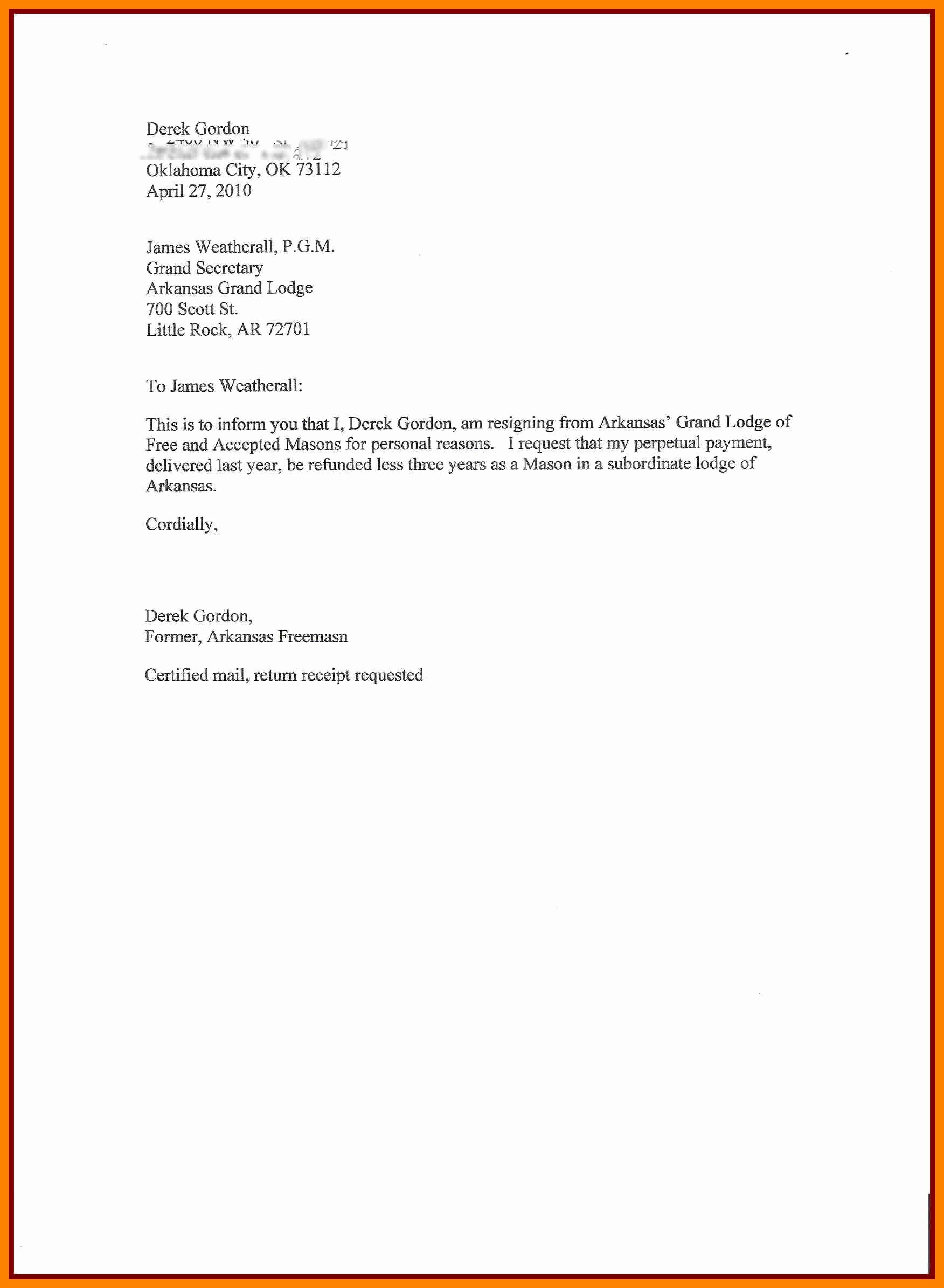 Letter Of Immediate Resignation Beautiful 5 Example Of Immediate Resignation Letter