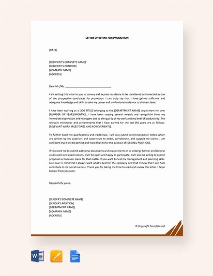 Letter Of Intent for Promotion Inspirational 13 Sample Letter Of Intent for Promotion Templates Pdf Doc