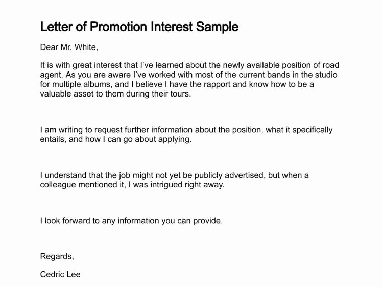 Letter Of Interest for Promotion New 12 Promotion Re Mendation Letter Examples Pdf