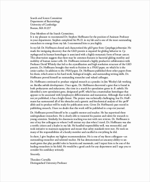 Letter Of Recommendation for Promotion Elegant 11 Professor Re Mendation Letter Samples