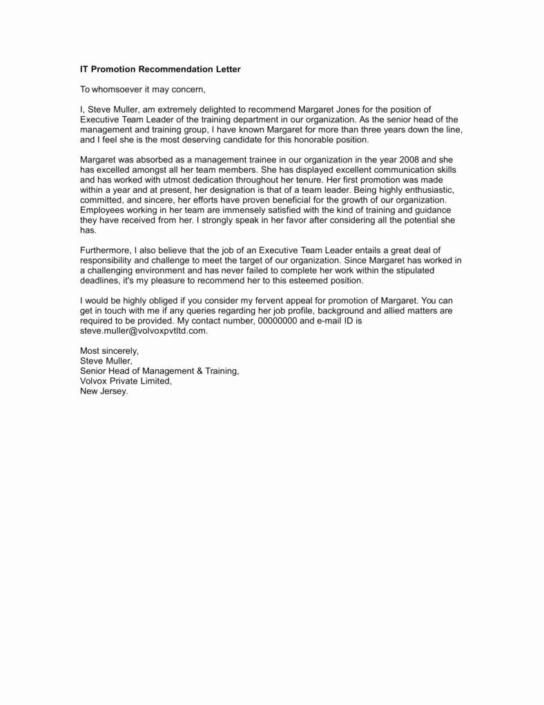 Letter Of Recommendation for Promotion Unique 9 Employee Promotion Letters Free Word Pdf Excel
