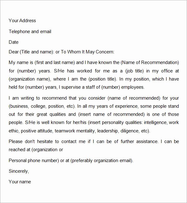 Letter Of Recommendation From Friend Luxury Re Mendation Letter for Employment for A Friend