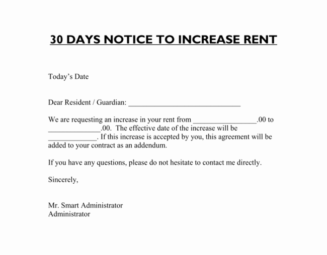 Letter Of Rent Increase Unique Rent Increase Letter 7 Samples In Word Pdf format