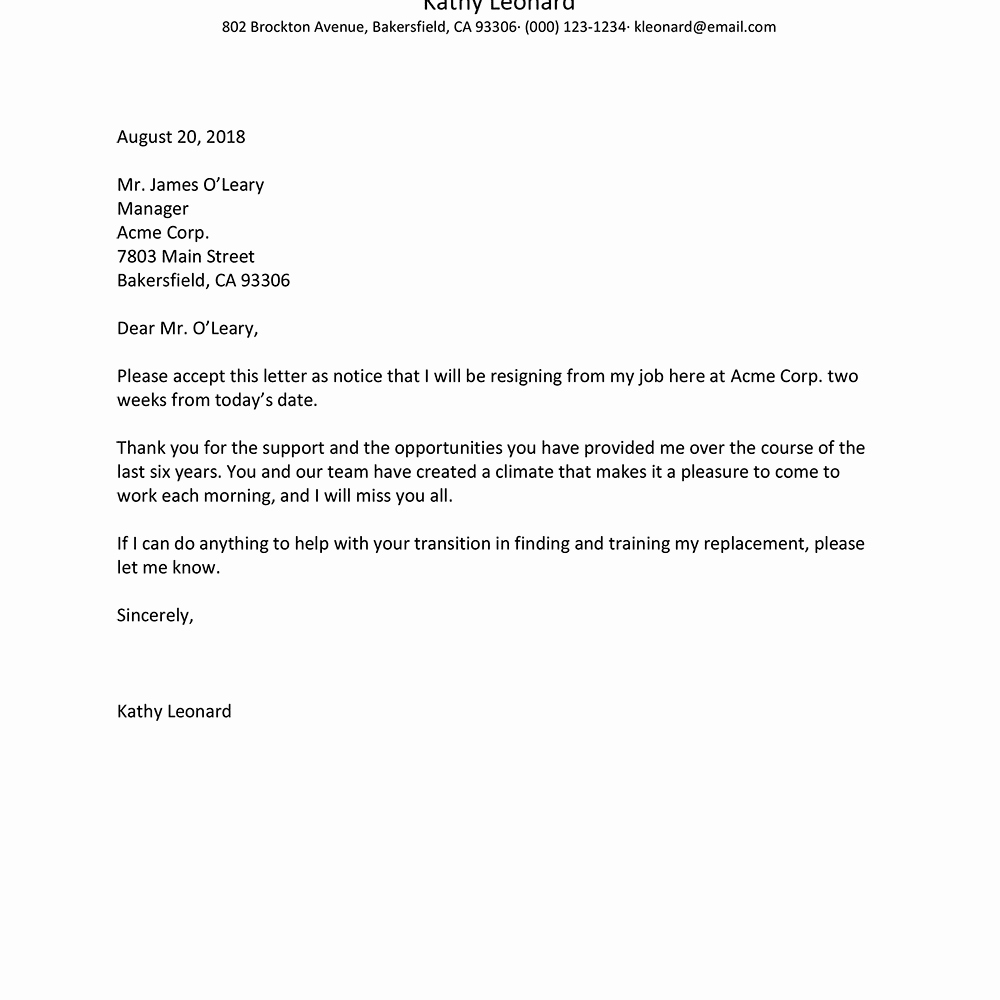 Letter Of Resignation Email Template Awesome Best Resignation Letter Examples