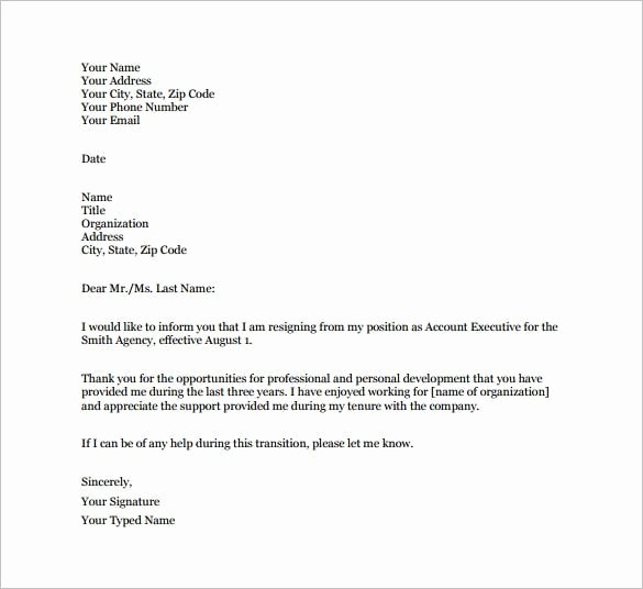 Letter Of Resignation Email Template Best Of Simple Resignation Letter Template 28 Free Word Excel