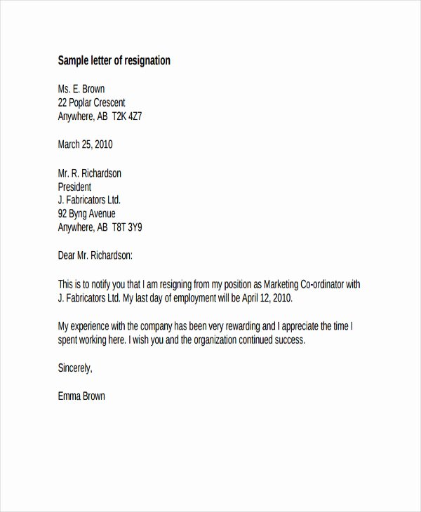 Letter Of Resignation From Committee Best Of 31 Resignation Letter Templates In Pdf