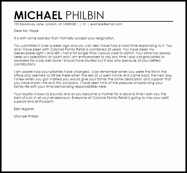 Letter Of Resignation From Committee Fresh Acceptance Of Resignation Letter Example