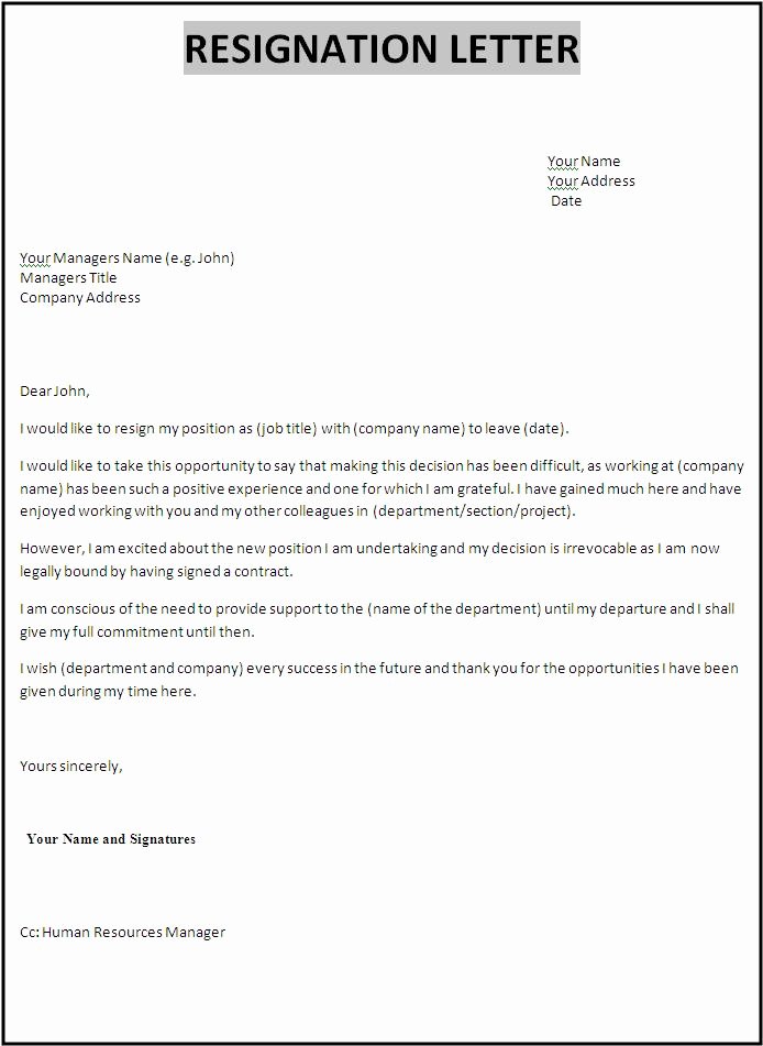 Letter Of Resignation Outline Lovely 10 Resignation Letter Samples