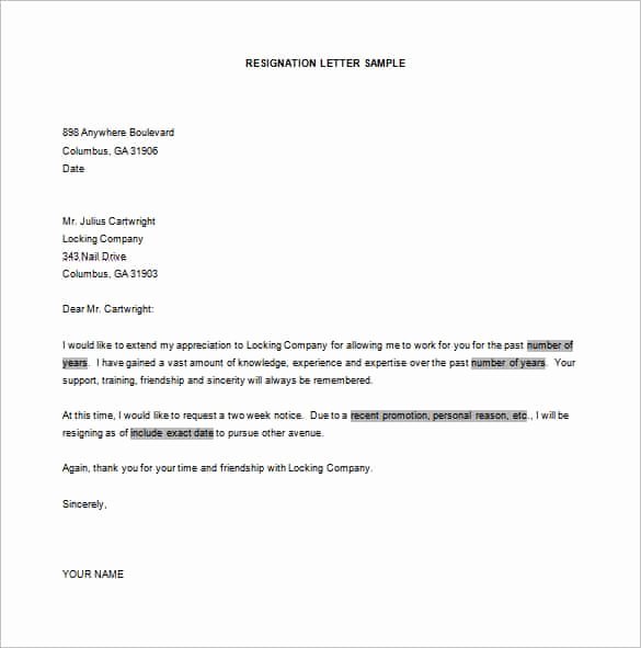 Letter Of Resignation Outline Lovely 39 Simple Resignation Letter Templates Pdf Doc