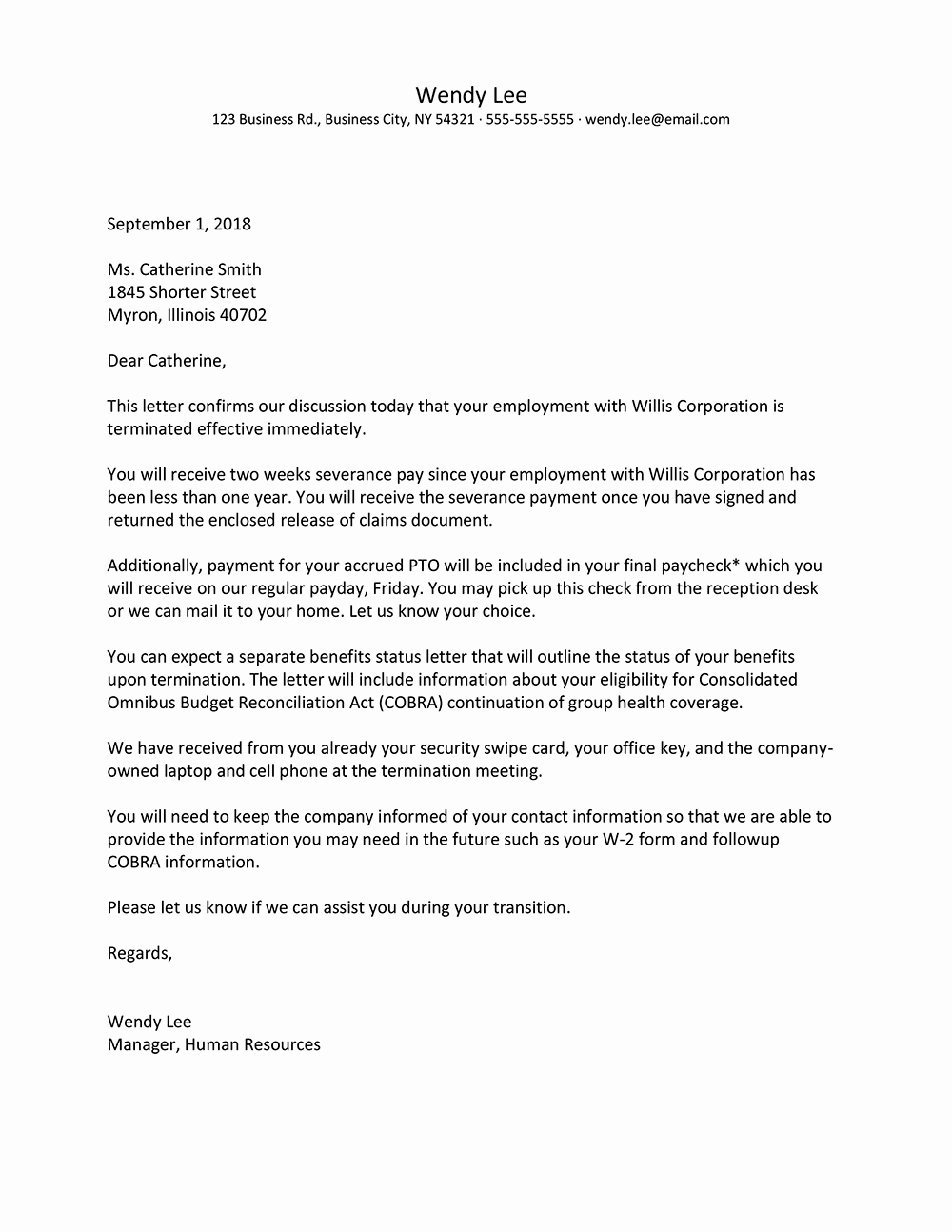 Letter Of Termination to Employee Awesome Example Of A Termination Letter Picture – Termination
