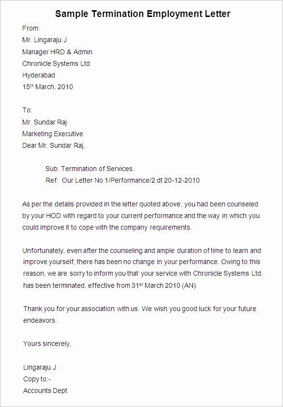 Letter Of Termination to Employee Beautiful 23 Free Termination Letter Templates Pdf Doc