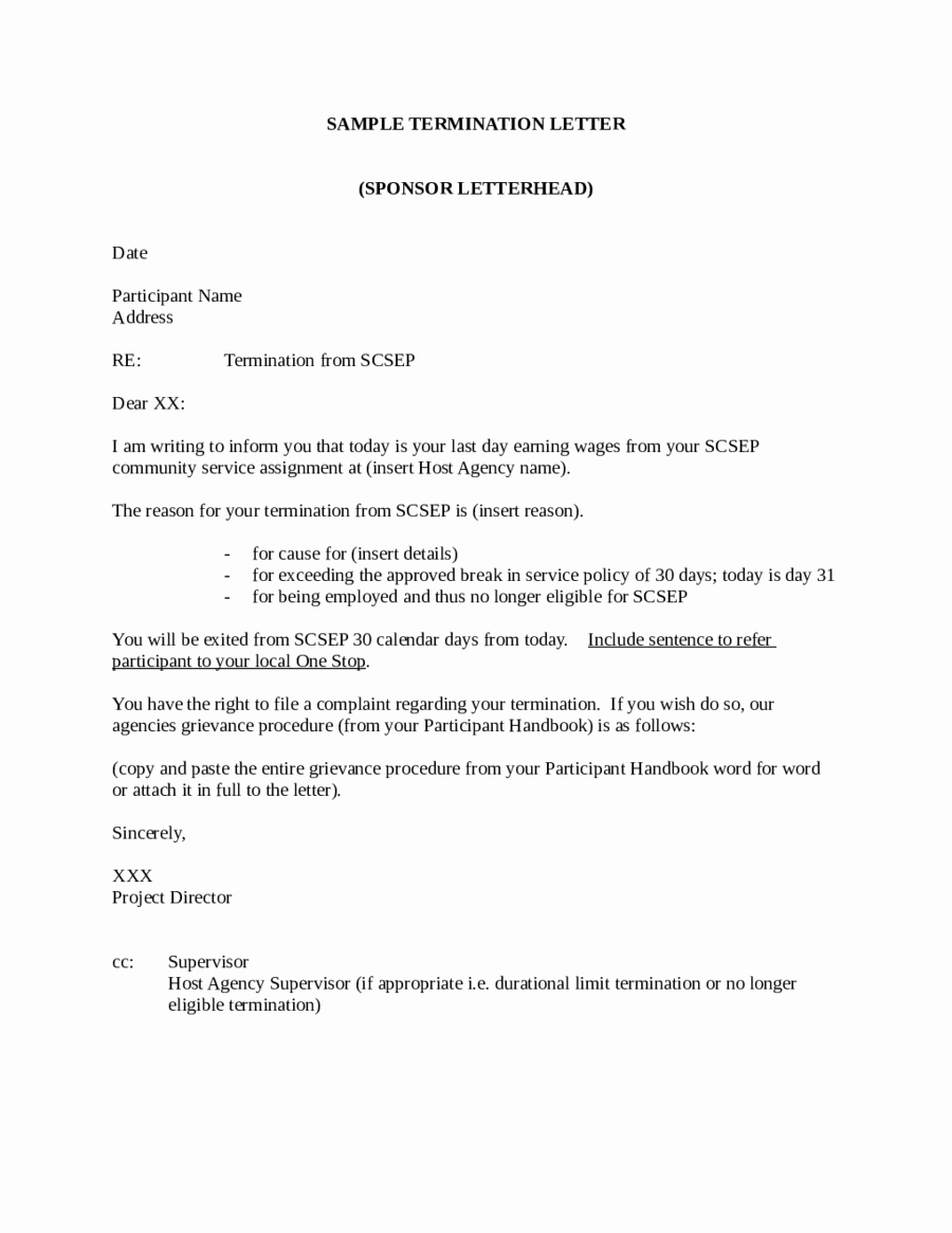 Letter Of Termination to Employee Elegant 2018 Termination Letter Templates Fillable Printable