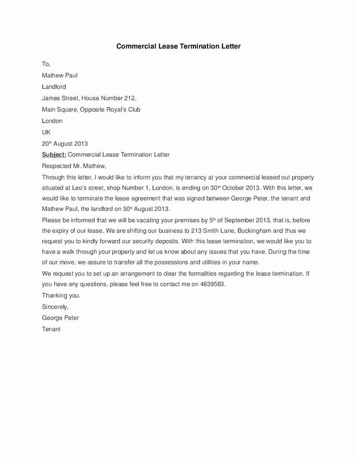 Letter to End Lease Elegant 5 Mercial Lease Termination Letter Templates Word
