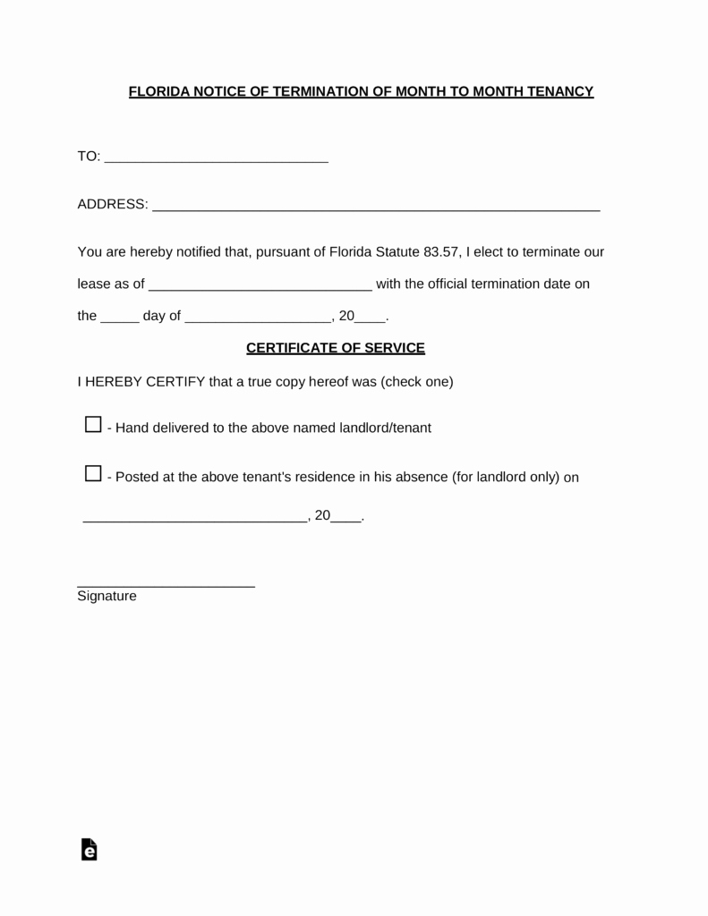 Letter to End Lease Fresh Free Florida Lease Termination Letter